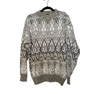 Vintage Mens‎ 90s Mock Neck Patterned Sweater Acrylic Knit Pullover
